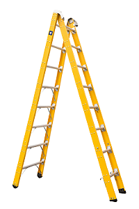 ESCADA COGUMELO FIBRA DE VIDRO TESOURA EXTENSIVEL TE-8-14 AMARELA