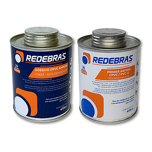 Adesivo Cola Industrial Cpvc + Primer Redebras 473ml - Kit Cola + Primer