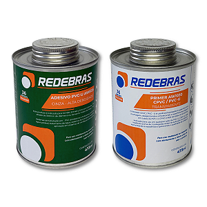 Kit Adesivo Cola Industrial Pvc-u + Primer Redebras 473ml - Kit Cola + Adesivo