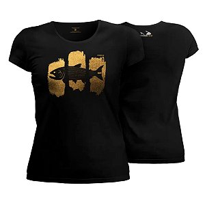 Camiseta Casual Baby Look Dourado