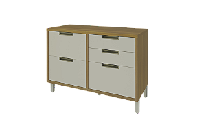 BALCAO 1 PORTA 4 GAVETAS 120CM 100% MDF IMPERATRIZ FREIJO-OFF WHITE NESHER