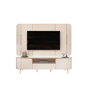 BANCADA COM PAINEL 218CM ARETA OFF WHITE/OFF WHITE DJ