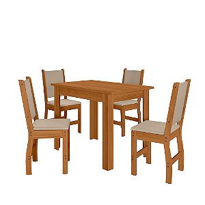 CJ MESA DE JANTAR BELLAGIO C/4 CADEIRAS CLARA FREIJO UV POLIMAN