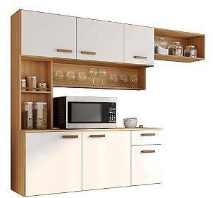 COZINHA SUSPENSA 180CM 6P C/BALCAO MANU FREIJO UV/OFF ACETINADO/RIP FRISADO POLIMAN