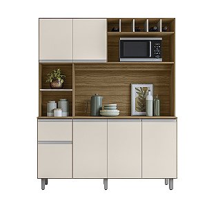 KIT COZINHA 160CM 6P ALICE CARVALHO/OFF WHITE POLIMAN