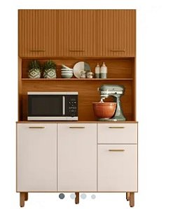 KIT COZINHA 110CM 6P NEW LIVIA FREIJO UV/RIPADO/OFF ACETINADO POLIMAN