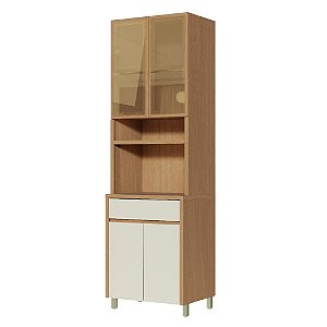 PANELEIRO 4 PORTAS 1 GAVETA 70CM 100% MDF CONDESSA CARVALHO-GREIGE NESHER