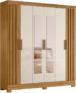 ROUPEIRO 6 PORTAS 037032 VALENCA FREIJO/OFF WHITE RIPADO COM ESPELHO MOVAL