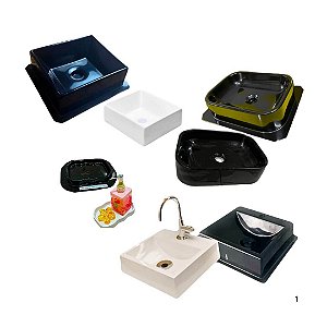 Kit 3 Moldes cuba 3 mm quadrada p, lunar, topazio