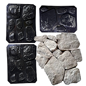 KIT MOLDE 22 PEDRAS MOLEDO RÚSTICO GESSO E CIMENTO