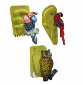 kit 3 formas p / gesso - arara - tucano coruja