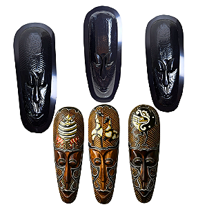 forma 3d mascara tribal carranca kit 3 molde 50 x 14 cm