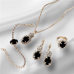 Coleção Realeza - Conjunto de acessórios clássicos em formato cristal.