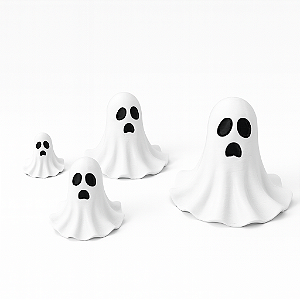 Kit 4 Fantasmas Decorativos 3D