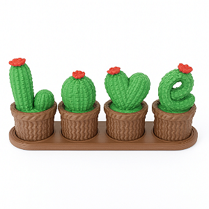 Mini Cacto Decorativo em Vaso 3D Presente e Lembrancinha