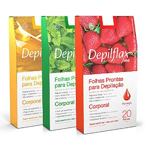 Folhas Prontas para Depilação Corporal Depilflax - 20 Unidades