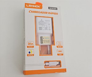 Carregador Rápido Lehmox LE-512-2 com Cabo Micro USB