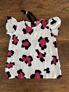 Vestido Infantil Onça Rosa em Viscolinho