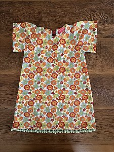 Vestido Infantil Flores de Algodão
