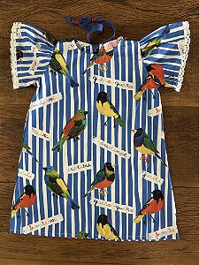 Vestido Infantil Pássaro em Algodão