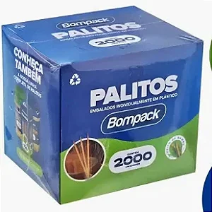 Palito de Bambu Embalado Individualmente 2000un Bompack
