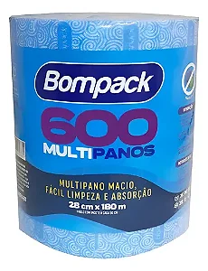 Bobina Slim Limp.Leve 28x180 Azul c/600 panos Bompack