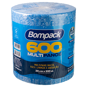 Bobina Slim Limp.Leve 28x300 Azul c/600 panos Bompack