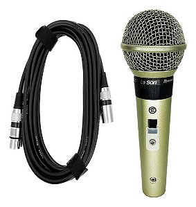 Microfone Profissional Le Son Sm/58 Plus Cabo Xlr Cor Champanhe