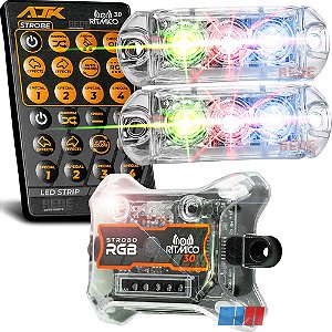 Par De Led Farol Strobo Ajk Rgb 6w 3.0 Automotivo Caixa Bob