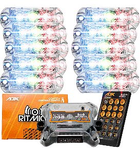 Strobo Automotivo Car Ajk 10 Faróis Rgb Com Controle Rítmico