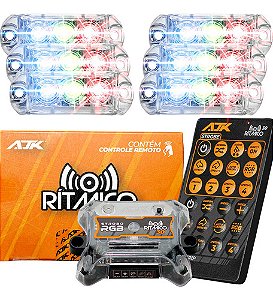 Strobo Automotivo Car Ajk 6 Faróis Rgb Com Controle Rítmico