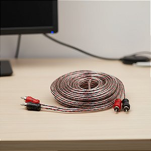 Cabo Rca 1 Metro Injetado Blindado Cristal Som Automotivo