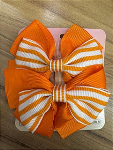 LAÇO DUPLO LARANJA E BRANCO