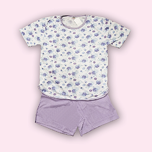 PIJAMA CURTO FEMININO - FLOR LILAS