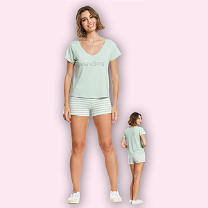 PIJAMA SHORT DOLL FEMININO - MENTA