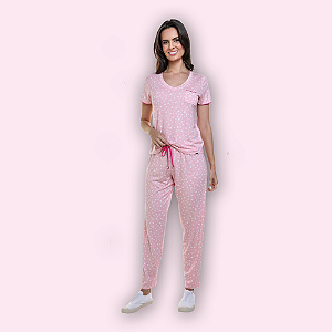 PIJAMA MANGA CURTA CALÇA COMPRIDA FEMININO - ESTRELA