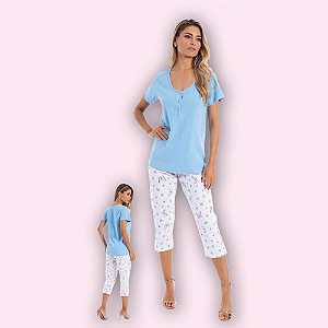 PIJAMA MANGA CURTA CALÇA CAPRI - BORBOLETA