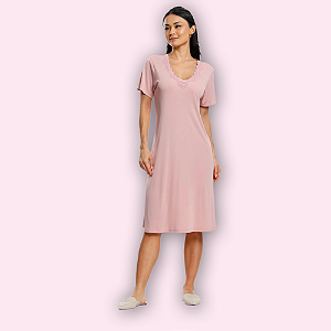 CAMISOLA LONGA MANGA CURTA - ROMANCE ROSA
