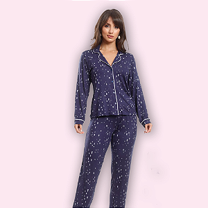 PIJAMA AMERICANO LONGO - BLUEBERRY