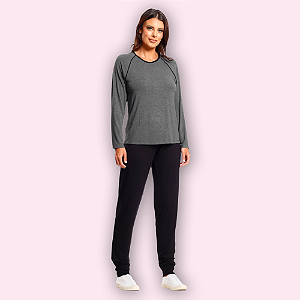 PIJAMA LONGO FEMININO - CINZA CHUMBO
