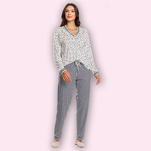 PIJAMA LONGO FEMININO - MARINHO
