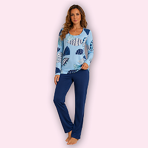 PIJAMA LONGO FEMININO - AQUA