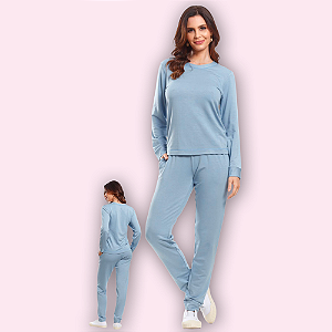 PIJAMA MOLECOTTON SEM FLANELA - HORTÊNCIA AZUL CLARO