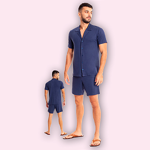 PIJAMA CURTO AMERICANO MASCULINO - CINZA CHUMBO