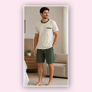PIJAMA CURTO MASCULINO - VERDE
