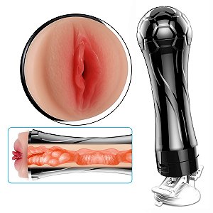 Masturbador Discreto em Formato de Taça com Vibração e Ventosa
