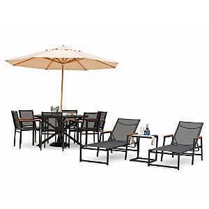 Kit Perpétua sem giro + 06 Cadeiras+ 01 Ombrelone + 02 Espreguiçadeiras+ Mesinha Lateral