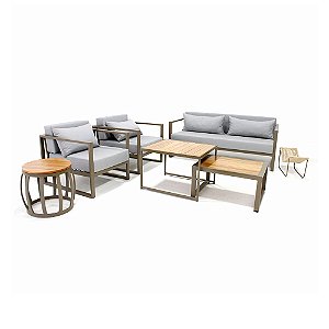Conjunto de Sofá Bogarim 2 Lugares com Mesa de Centro em Madeira