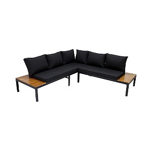 Sofá Em L Indoor & Outdoor em Alumínio e Madeira