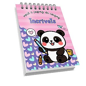 Bloquinho C/90 Folhas Brancas - Jaleco Capa Dura Anotações Lembrancinhas Tamanho A6 - Pandinha 75g